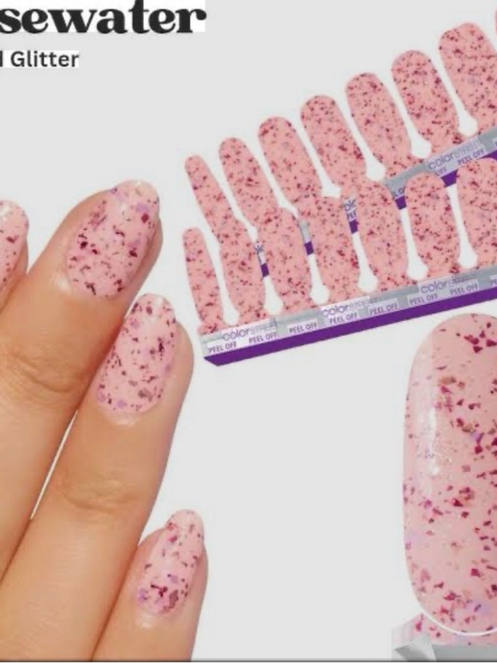 Color Street Rosewater Pink Glitter Press-On Nails